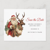 Retro Santa Classic Kerstmis Save the Date Uitnodiging Briefkaart (Voorkant)