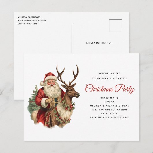 Retro Santa Classic Traditioneel Kerstfeest Briefkaart (Voorkant / Achterkant)