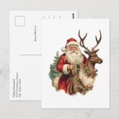 Retro Santa Classic Traditionele Kerstmis Briefkaart (Voorkant / Achterkant)