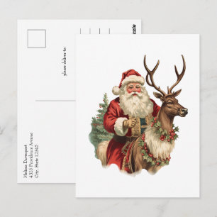 Retro Santa Classic Traditionele Kerstmis Briefkaart