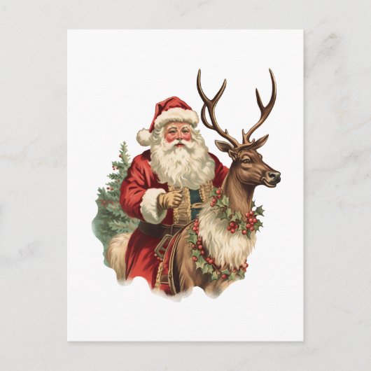 Retro Santa Classic Traditionele Kerstmis Briefkaart (Voorkant)