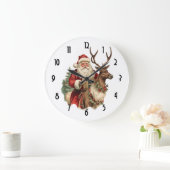 Retro Santa Classic Traditionele Kerstmis Grote Klok (Huis)