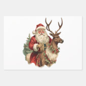 Retro Santa Classic Traditionele Kerstmis Inpakpapier Vel (Voorkant 3)