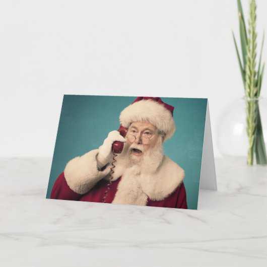 Retro Santa Claus aan de telefoon Feestdagen Kaart (Voorkant)