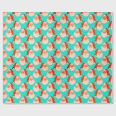 Retro Santa Claus Aqua kerstpapier Cadeaupapier (Vlak)