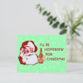 Retro Santa Claus Beer Homebrew Kerstmis Feestdagenkaart (Staand voorkant)