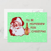 Retro Santa Claus Beer Homebrew Kerstmis Feestdagenkaart (Voorkant / Achterkant)
