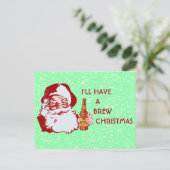 Retro Santa Claus Bier Brouwen Kerstmis Feestdagenkaart (Staand voorkant)