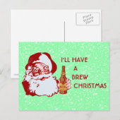 Retro Santa Claus Bier Brouwen Kerstmis Feestdagenkaart (Voorkant / Achterkant)