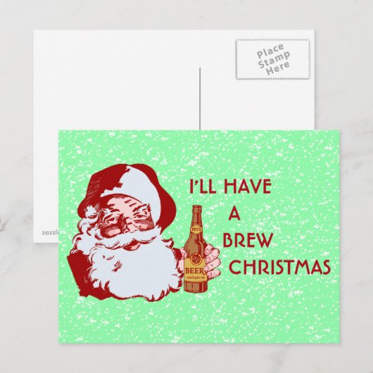 Retro Santa Claus Bier Brouwen Kerstmis Feestdagenkaart (Voorkant / Achterkant)
