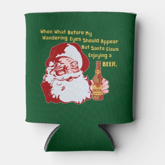 Retro Santa Claus Bier Grappig Kerstgedicht Blikjeskoeler (Voorkant)