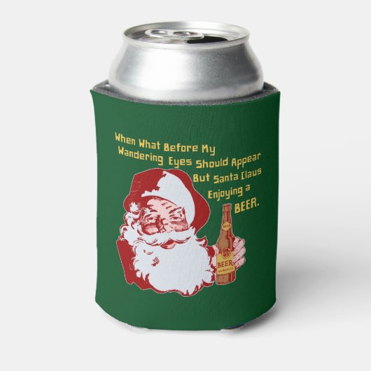 Retro Santa Claus Bier Grappig Kerstgedicht Blikjeskoeler (Blikje Achterkant)