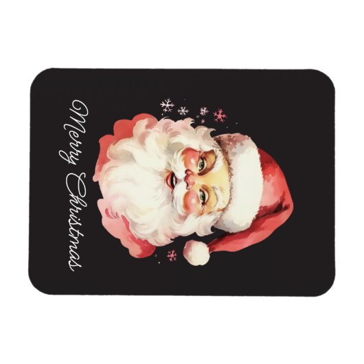 Retro Santa Claus Black Vrolijk Kerstfeest Magneet (Horizontaal)