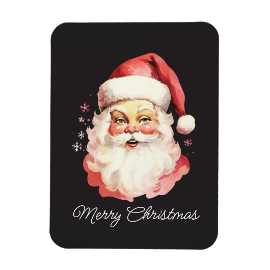 Retro Santa Claus Black Vrolijk Kerstfeest Magneet (Verticaal)