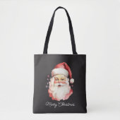  Retro Santa Claus Black Vrolijk Kerstfeest Tote Bag (Voorkant)