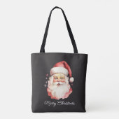  Retro Santa Claus Black Vrolijk Kerstfeest Tote Bag (Achterkant)