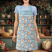 Retro Santa Claus Blauw Gepersonaliseerd Schort