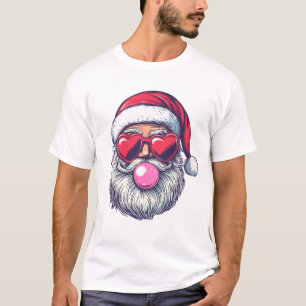 Retro Santa Claus Blowing Bubble Gum T-shirt