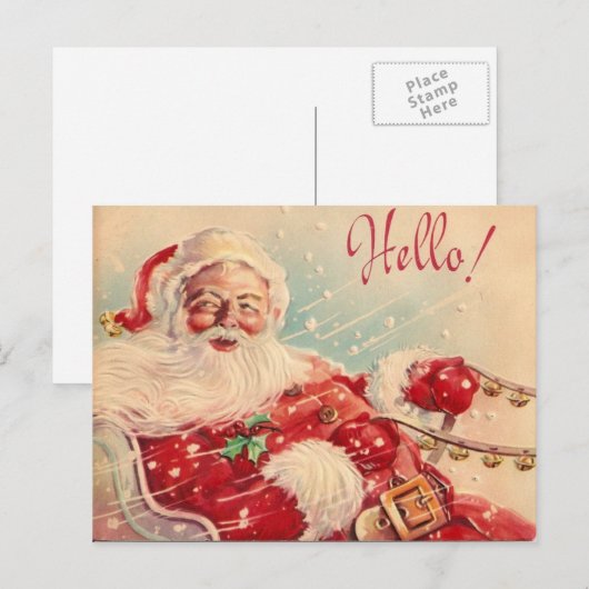 Retro Santa Claus Briefkaart (Voorkant / Achterkant)