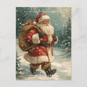 Retro Santa Claus Classic Custom Photo Christmas Feestdagenkaart (Voorkant)