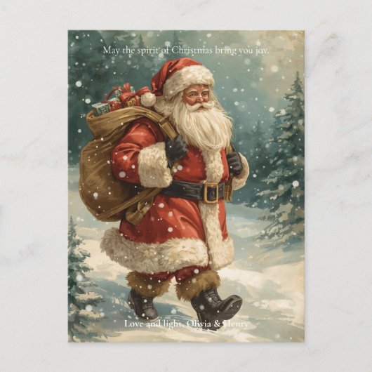 Retro Santa Claus Classic Custom Photo Christmas Feestdagenkaart (Voorkant)