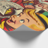 Retro Santa Claus Comics Cadeaupapier (Hoek)