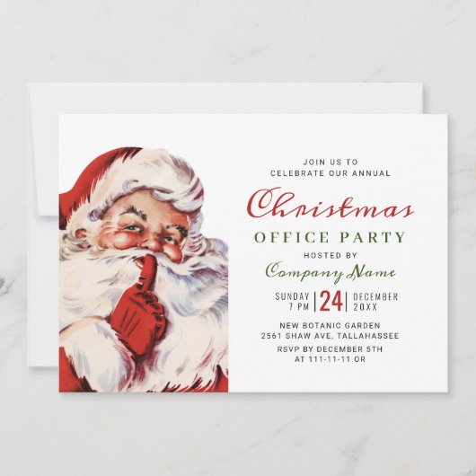 Retro Santa Claus Corporate Kerstparty Kaart (Voorkant)