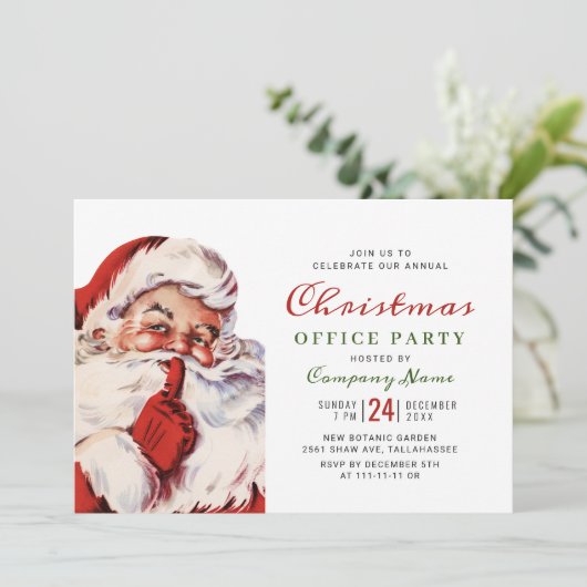 Retro Santa Claus Corporate Kerstparty Kaart (Staand voorkant)
