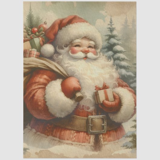 Retro Santa Claus Decoupage Tissuepapier (Voorkant)