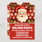 Retro Santa Claus en Bows Kerstfeest Kaart (Voorkant / Achterkant)