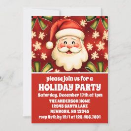  Retro Santa Claus en Bows Kerstfeest Kaart