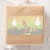 Retro Santa Claus en Bubble Lights Verzendlabel (Insitu)