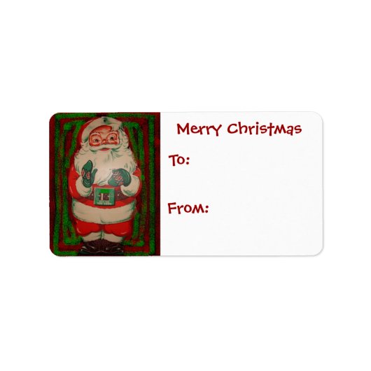 Retro Santa Claus Etiket (Voorkant)