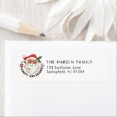 Retro Santa Claus Fun-adres voor kerstretour Etiket (Insitu)