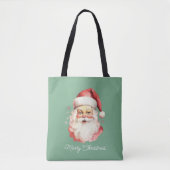  Retro Santa Claus Green Vrolijk Kerstfeest Tote Bag (Voorkant)