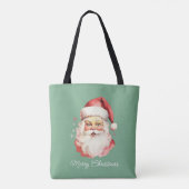  Retro Santa Claus Green Vrolijk Kerstfeest Tote Bag (Achterkant)