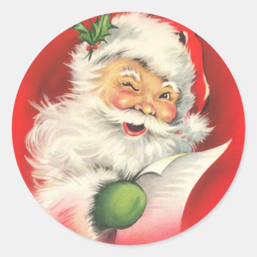 Retro Santa Claus groot Ronde Sticker (Voorkant)
