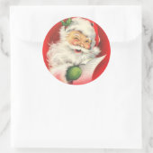 Retro Santa Claus groot Ronde Sticker (Tas)
