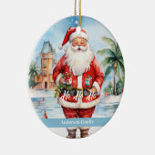 retro Santa Claus Hawaii Waterverf Keramisch Ornament (Rechts)