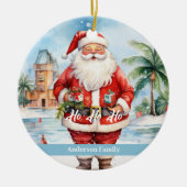  retro Santa Claus Hawaii Waterverf Keramisch Ornament (Voorkant)