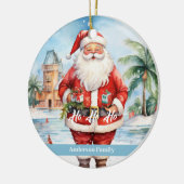 retro Santa Claus Hawaii Waterverf Keramisch Ornament (Links)
