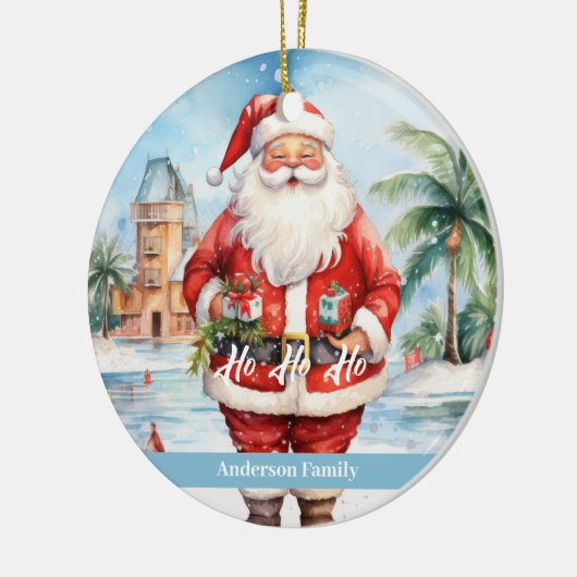  retro Santa Claus Hawaii Waterverf Keramisch Ornament (Links)