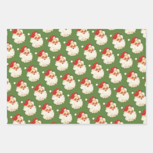 Retro Santa Claus Head Inpakpapier Vel (Voorkant 3)