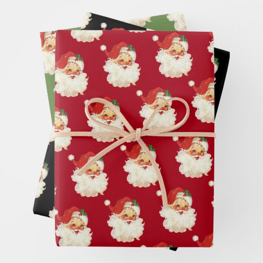 Retro Santa Claus Head Inpakpapier Vel (In situ)