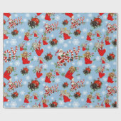 Retro Santa Claus Holiday Cadeaupapier (Vlak)