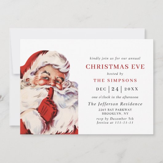 Retro Santa Claus Holiday CHRISTMAS EVE Kaart (Voorkant)