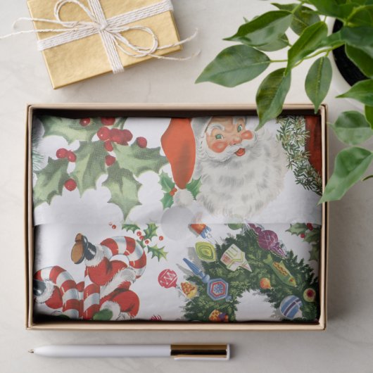 Retro  Santa Claus Holiday Gift Tissuepapier (Geschenk)