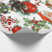 Retro Santa Claus Holiday Wrapping Paper Cadeaupapier (Hoek)