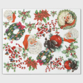 Retro Santa Claus Holiday Wrapping Paper Cadeaupapier (Vlak)