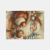 Retro Santa Claus Illustratie Fleece Deken (Voorkant (Horizontaal))
